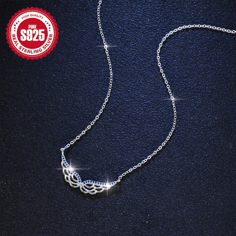 S925 Sterling Silver Angel Wing Necklace — Gift for Her