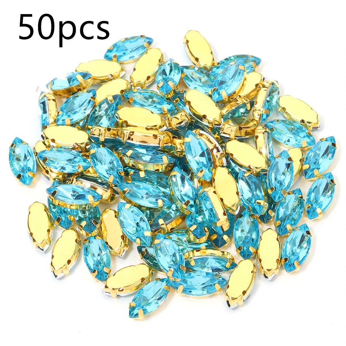 TEMU 50pcs Strass Acrylique Brillant Couleur Aléatoire Trous à Griffe à Coudre pour Vêtements Cheveux Accessoires Chapeau Décoration Robe Fournitures