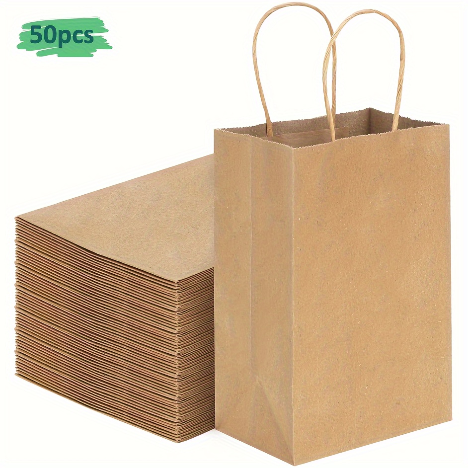 

50pcs Value Pack Brown Small Gift Bags Bulk, 5.2x3.5x8 Inches Gift Bags With Handles Bulk, Paper Shopping Bags, Retail Bags, Bags, Party Favor Bags, Gift Bags