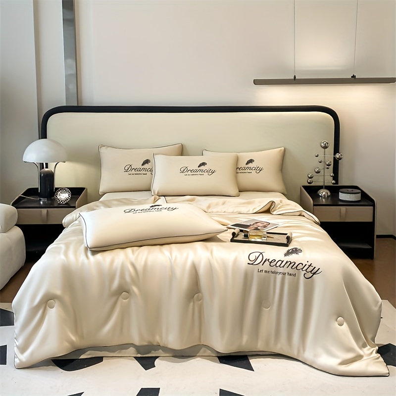 TEMU 1 Summer Cooling Quilt, 1 Summer Lightweight Quilt (pillowcases Not Included). Luxurious Cooling Fiber Fabric Embroidered Comfortable