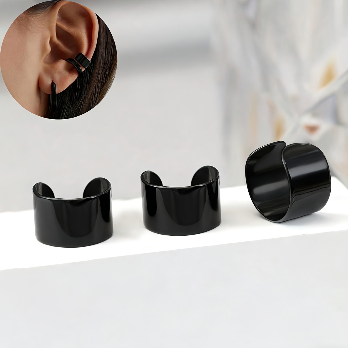 TEMU 3pcs/6pcs Non-piercing Ear Clips/cartilage Earrings - 316l Stainless Steel Adjustable No-piercing Clips, Unisex Minimalist Y2k -on Hoops, Body