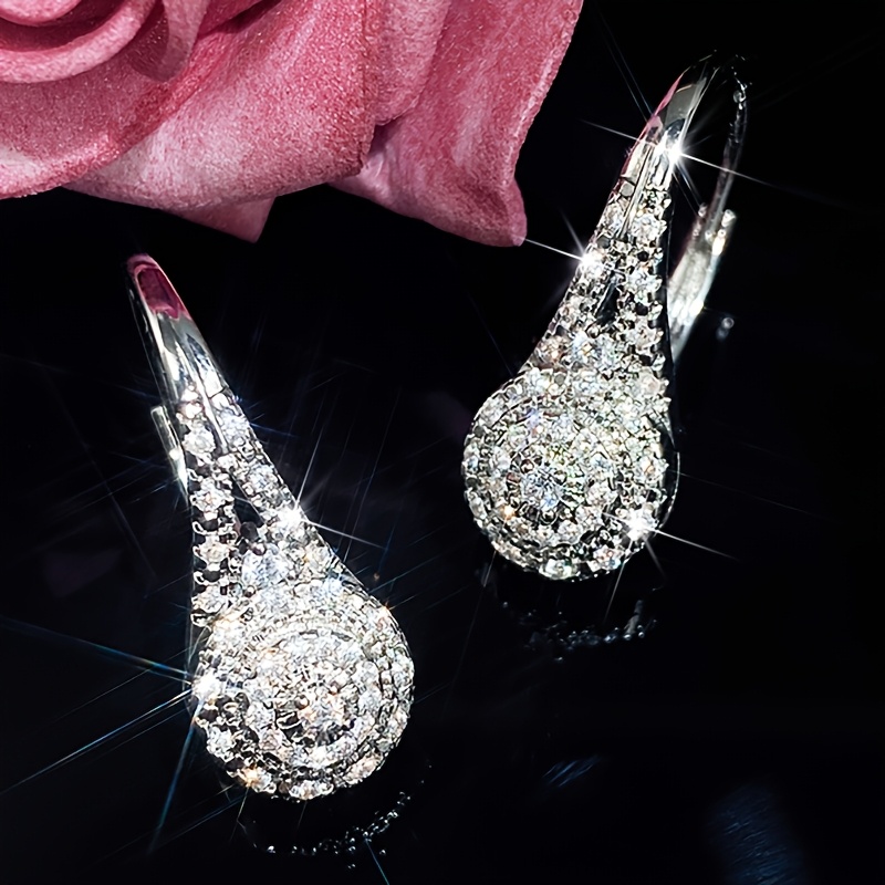 Sparkling CZ Hoop Earrings Women