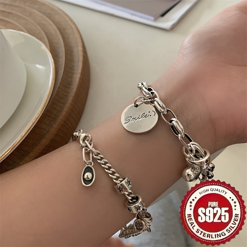 

Elegant And Luxurious Vintage Silvery Bracelet In 925 Sterling Silver