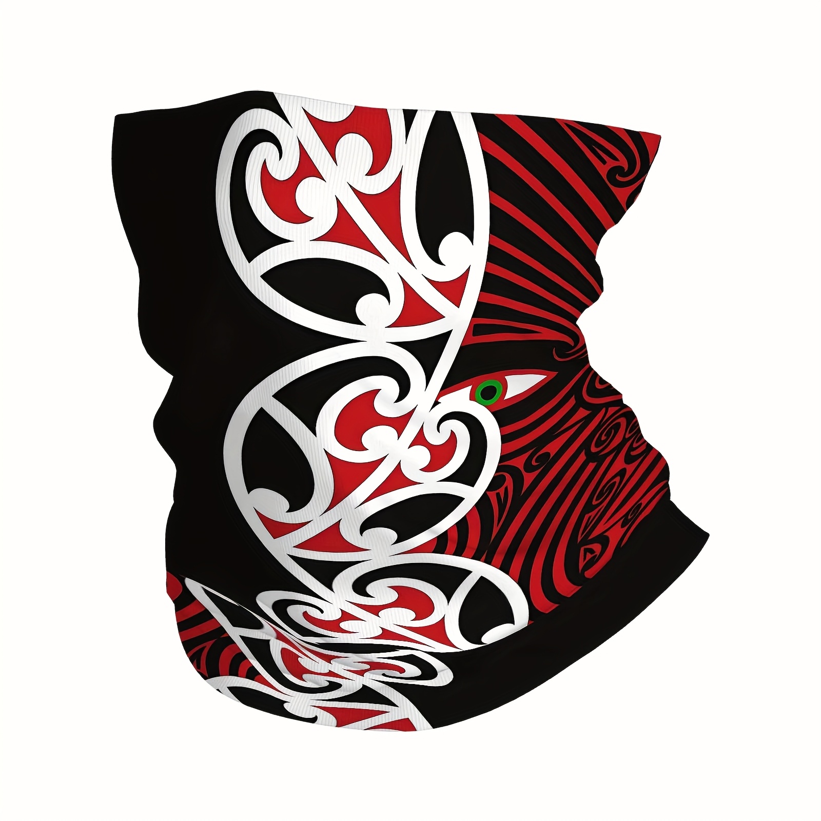 TEMU Maori Design, Patterns, Red And Black Multi Functional Print Scarf Men Women Unsix Mask Neck Mask Holiday Events Gifts For Headscarves Family