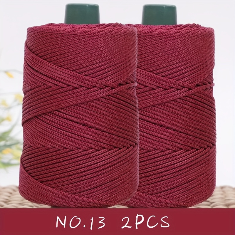 TEMU 540g/19oz Polyester 3mm Thick Icy Shiny Knitting Thread 2-pack (270g Each) For Crocheting Hats, Bags, Cushions