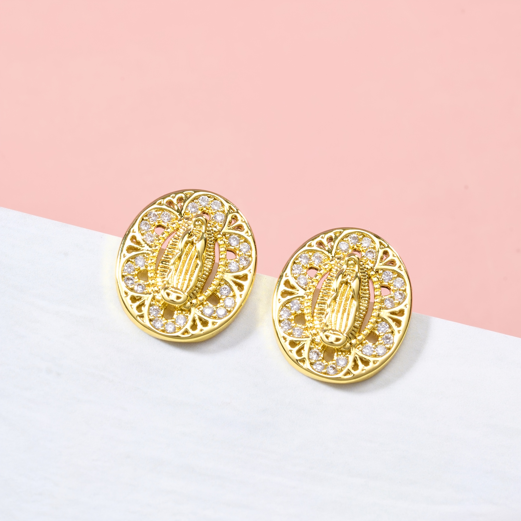 18K Gold Plated Vintage Virgin Mary Jewelry Set