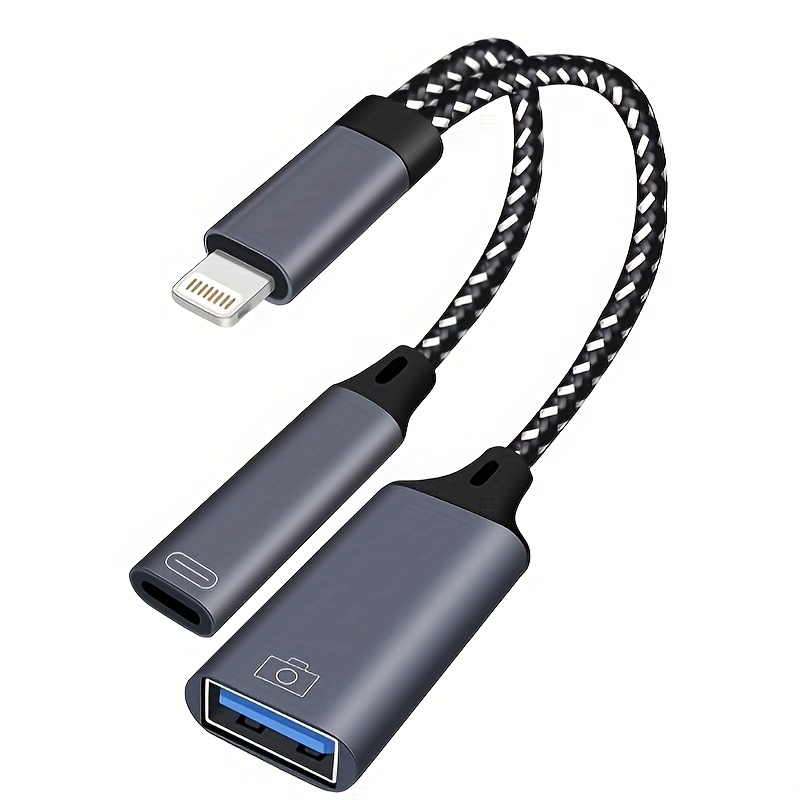 2-in-1 Otg Cable Phone Adapter For Iphone To Usb-a With Charging Port – Compatible With Iphone 14, 13, 12, 11 Pro Max & Laptop/tablet Multifunctional Converter
