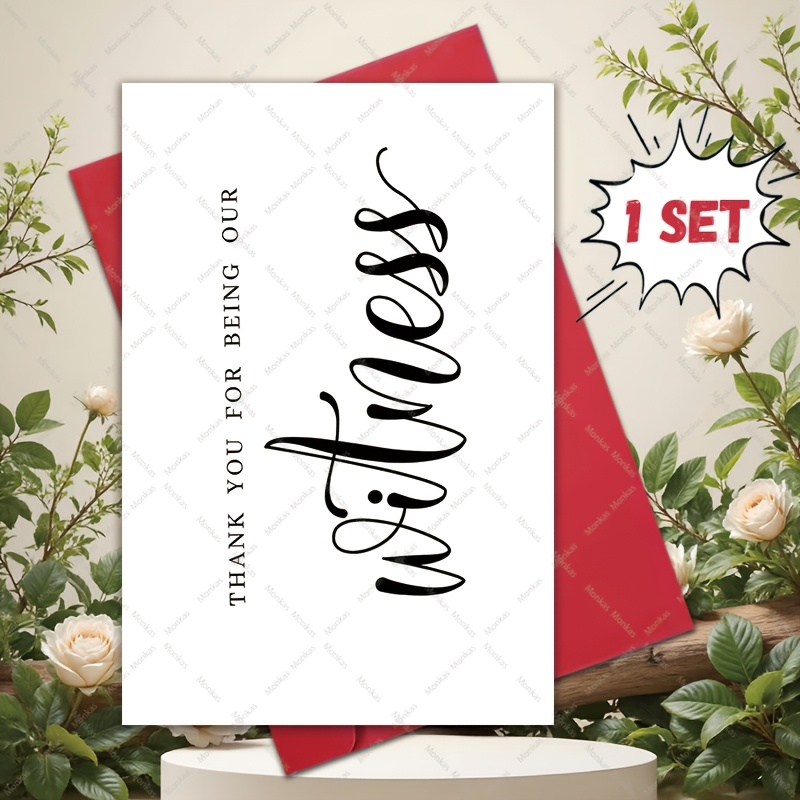 TEMU 1pc Greeting Card And Envelope, Wedding Witness Thank You Card | Elegant English , Suitable For Everyone