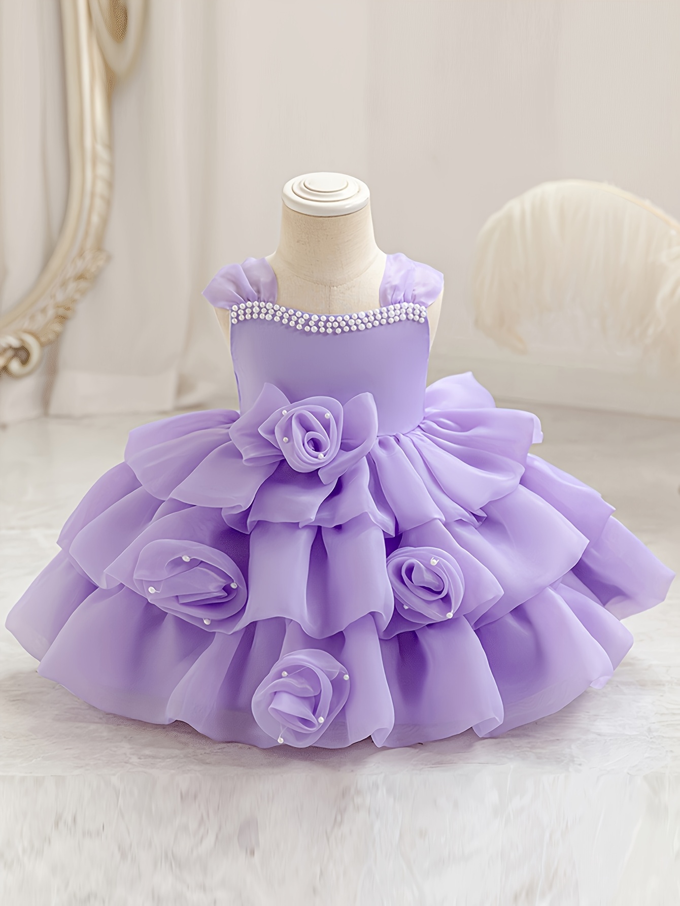 purple childrens bridesmaid dresses Long Satin Gown for Girls – Junior Bridesmaid or Graduation High-Low Dress main image 0