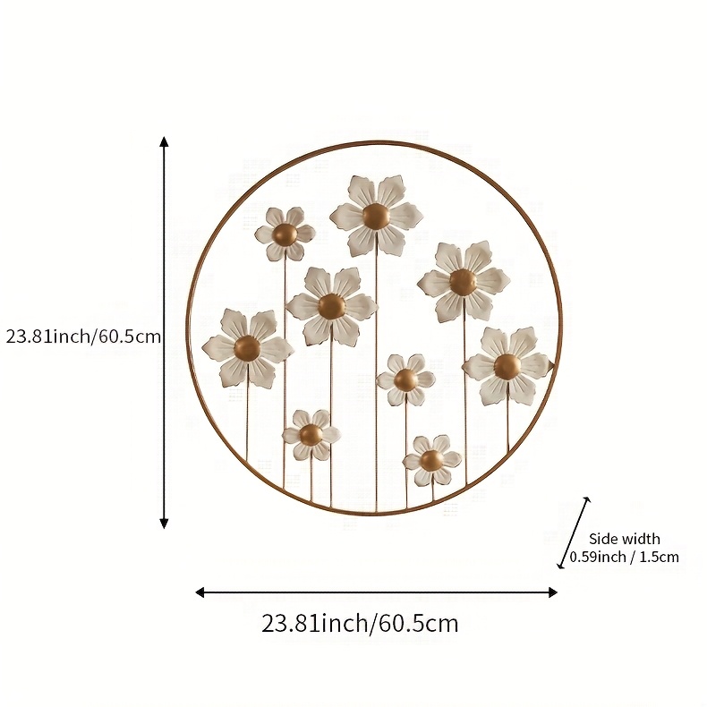 French-Style Floral Wall Sculpture - Elegant Iron Flower Wall Art Decor, Classic for, Wall-Mounted  for Decoration, Durable Metal Flower Sculpture for Modern or Traditional Spaces