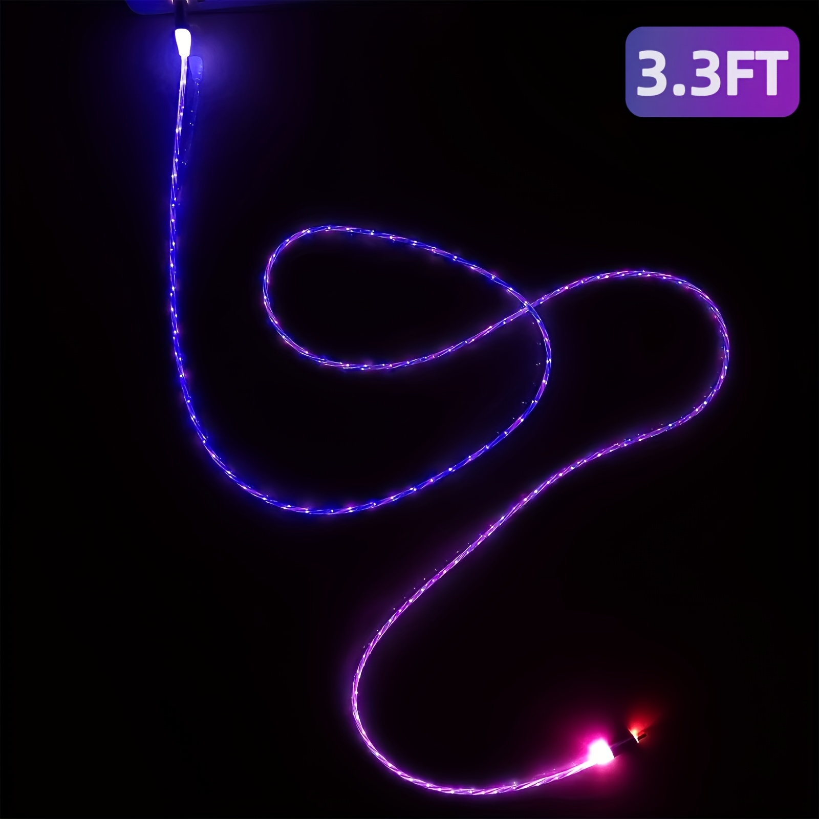 Nouveau Câble de Charge Rapide LED Multicolore Starlight 80W, Câble USB de Charge Rapide Android, Câble Power Delivery, Charge Multi-Appareils, Câble de Charge Élégant, Câble de Charge Esthétique, Connecteur Renforcé, Câble USB Android Durable, Câble de Chargement Moderne,Design élégant,Câble