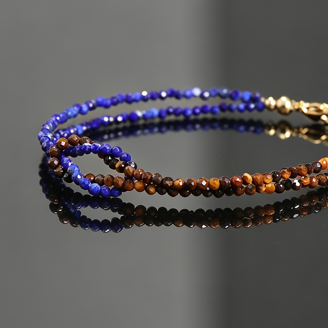 Men's Boho Natural Stone Bracelet with Tiger Eye & Lapis Lazuli
