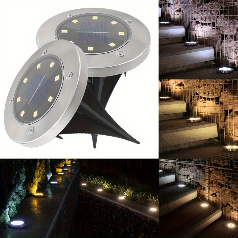 

4/8 Pcs Solar Floor Light Outdoor Solar Lawn Light, 8led Upgrade Garden Floor Light, Landscape Light For Paths, Yards, Decks, Lawns, Patios, Walking Path Lighting