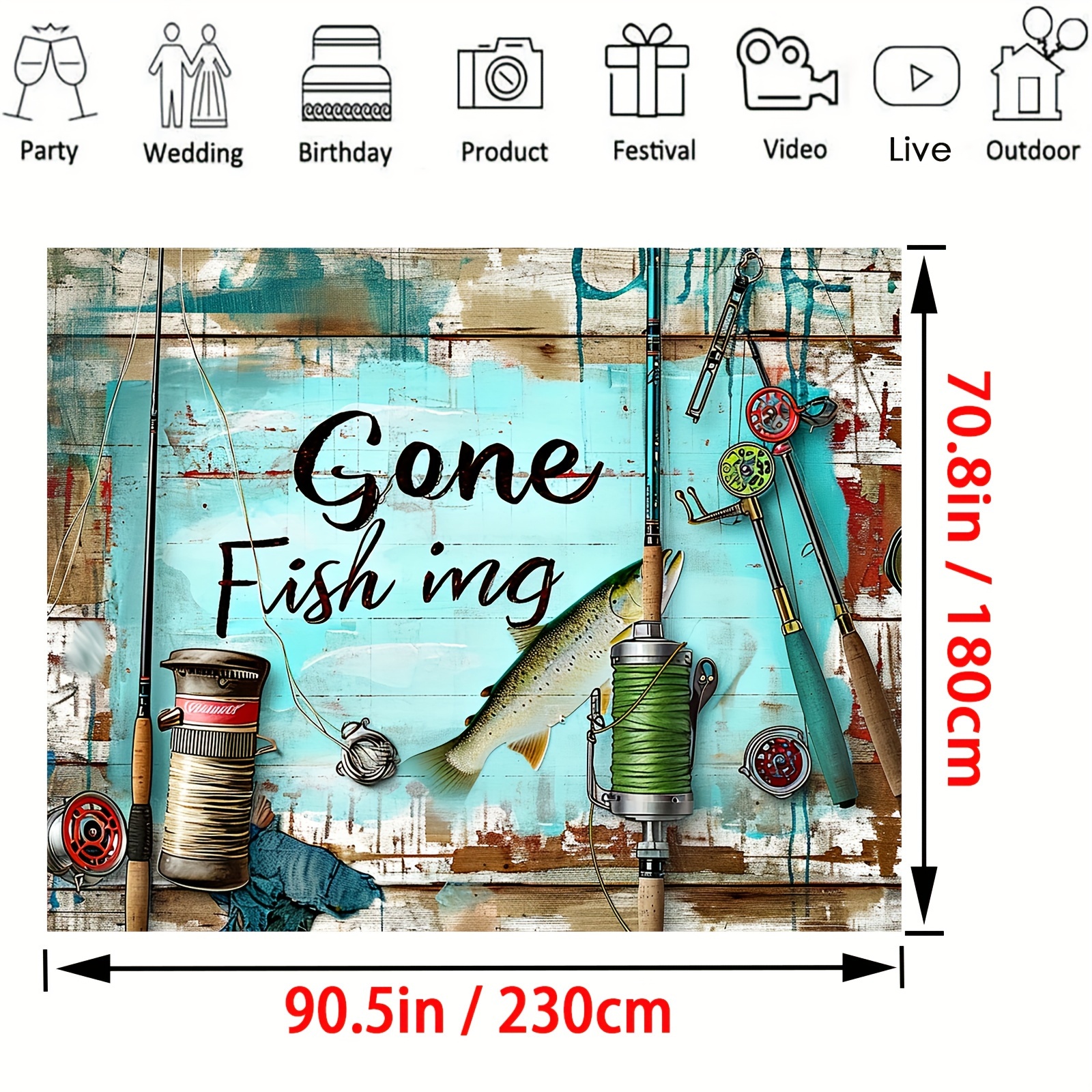 Gone Fishing Backdrop Wooden Wall Fishing Theme Birthday - Temu United  Kingdom