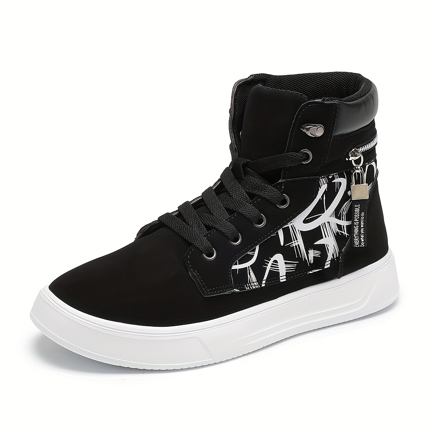 zapatillas altas negras para hombre con cordones y detalles de