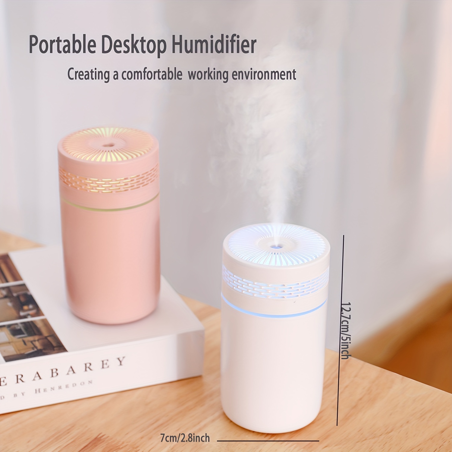 

1pc Portable Cool Mini Humidifier, Usb Desktop Cool Mist Air Humidifier For Car, Office Room, Bedroom, 2 Mist Modes & Auto Shut-off
