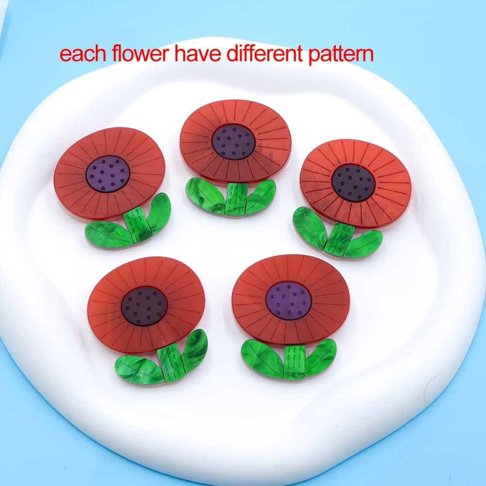 TEMU 2d Flat 1pc Acrylic Handmade Cute Cartoon Flower Brooch