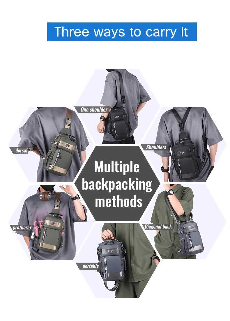 Wasserdichte Sling-brusttasche Mit Fächern Für Herren_voghion.com