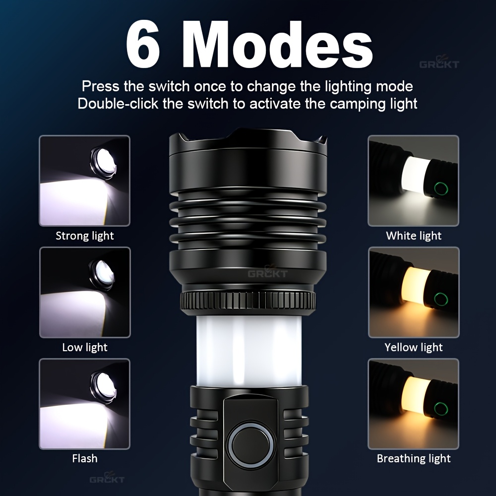 Multi-Functional Camping Flashlight with Fresnel Lens Ignition