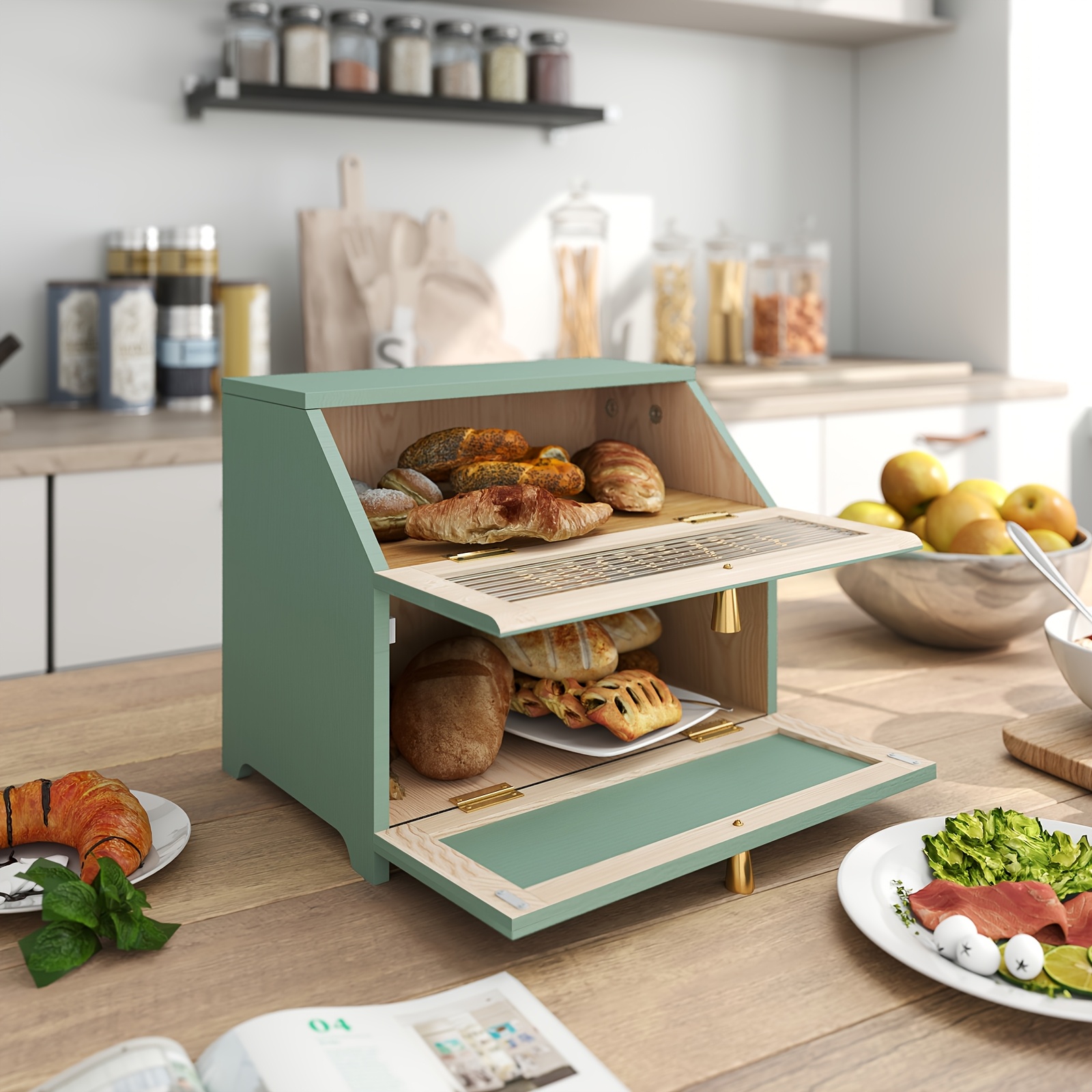 Bread Box For Kitchen Countertop, Clear Bread Box 3 Layers, Bread Storage, Bread Container, Food Safe Clear Bread Storage For Bread