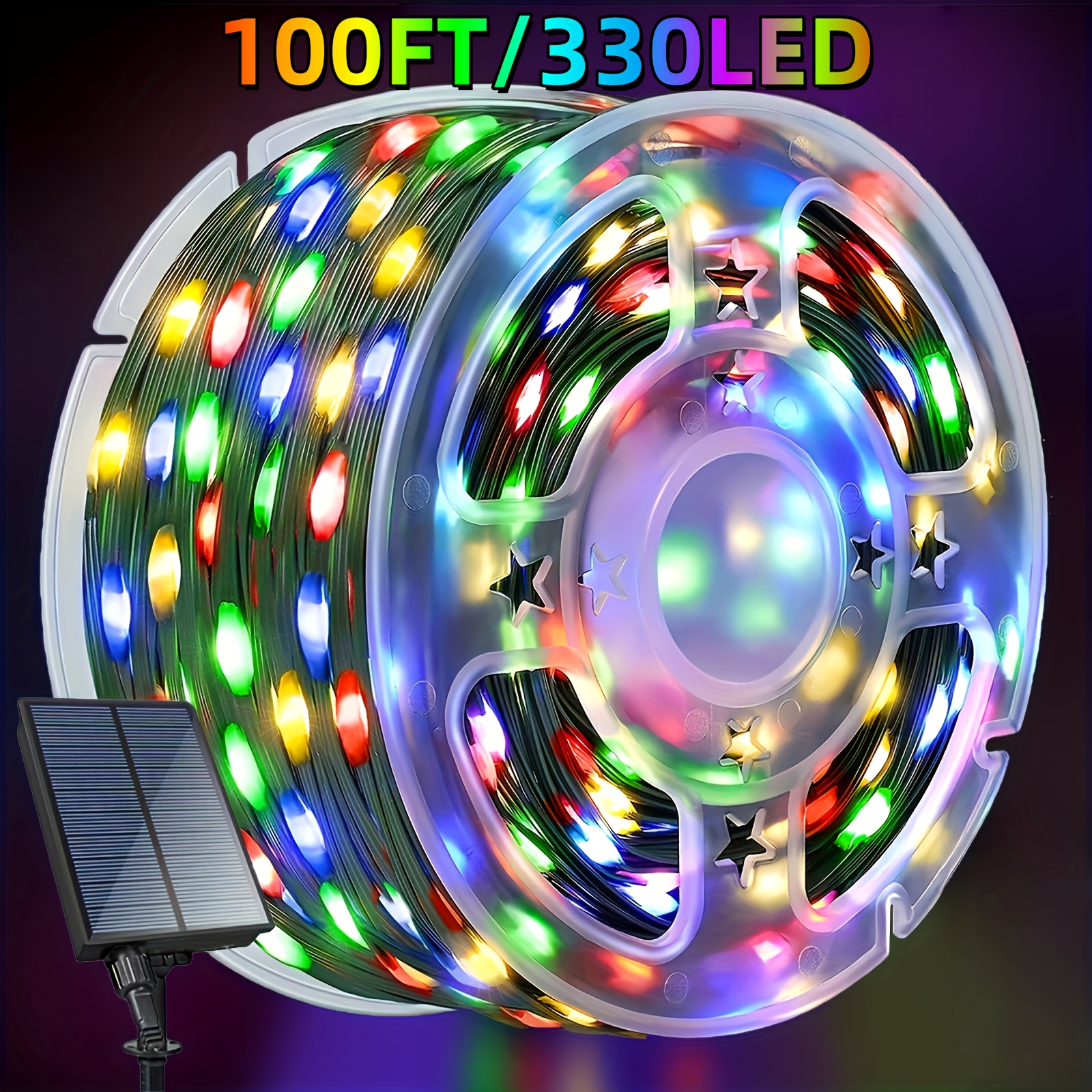 TEMU Outdoor Solar Light String -100 Feet/330 Led Solar Light String, Ip44, 8 , Valentine's Day Decoration, Suitable For Outdoor Christmas Decoration