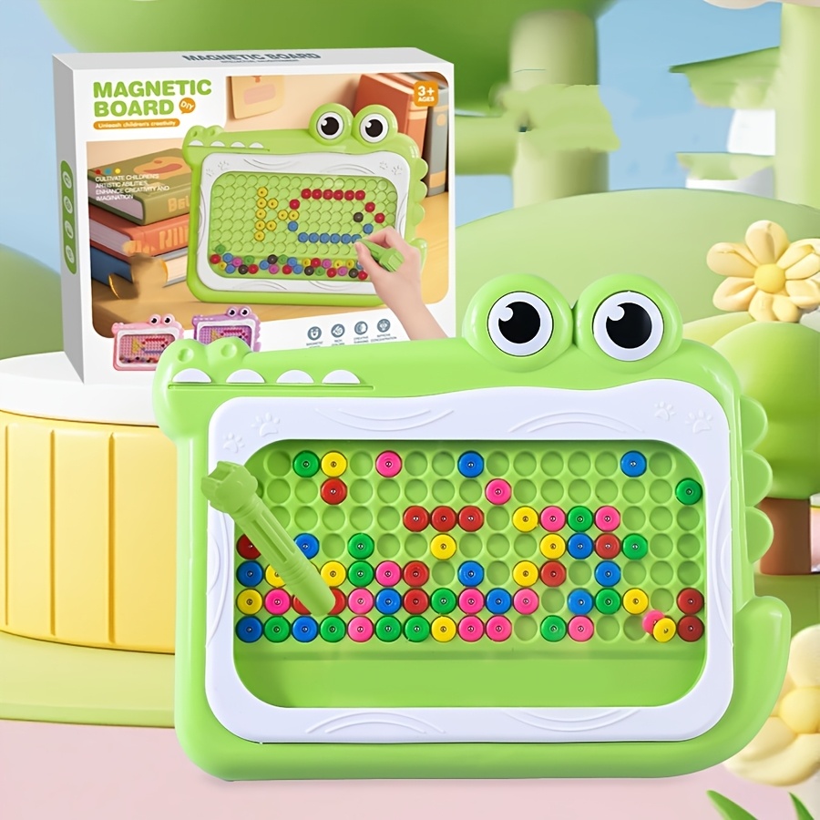 Image of (product Size 20cm X 16.5cm X 1.5cm, The Dimensions) Crocodile Bead Board, No-maintenance Drawing Toy, Reusable Magnetic Pen Activity, Bead Maze Board, Cute Crocodile Shape, Toy