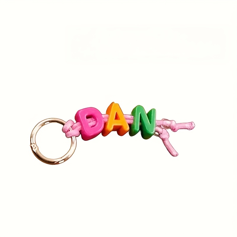 TEMU [2d Flat] [2d Flat] [customized] One-piece Personalized Acrylic Bead String English Letter Keychain, Personalized Handmade Letter Beaded Bag