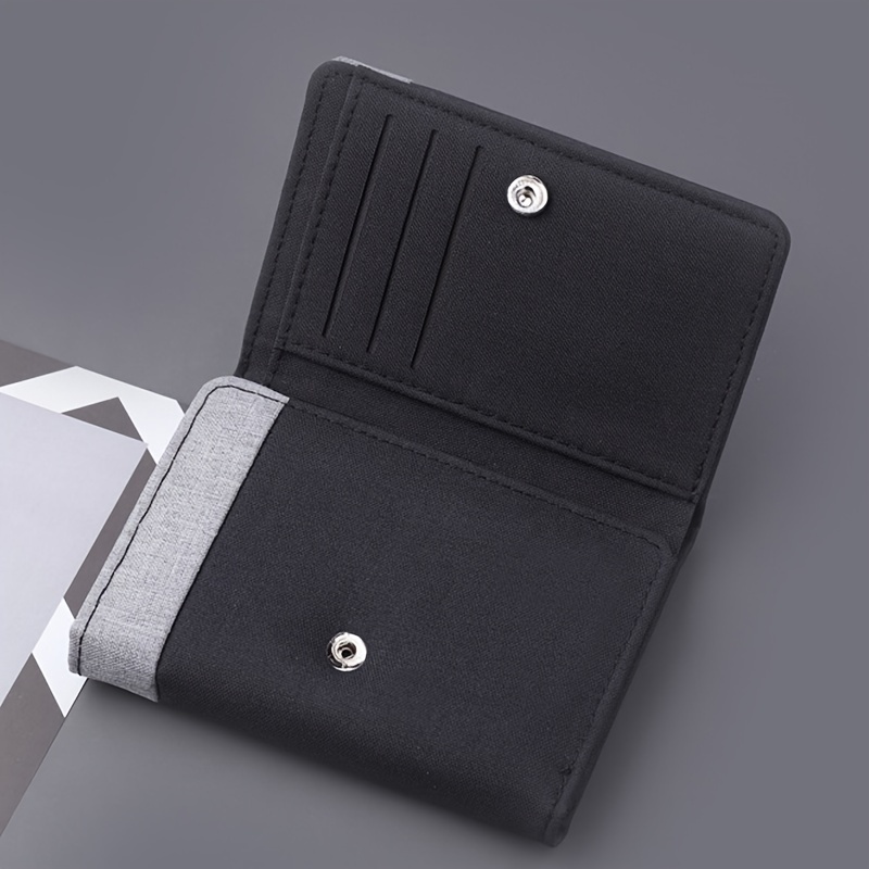 TEMU 1pc Men' Wallet, Short Design Fashionable Large Capacity 9-card Wallet, Travel Card Bag, Trendy Canvas Card Holder