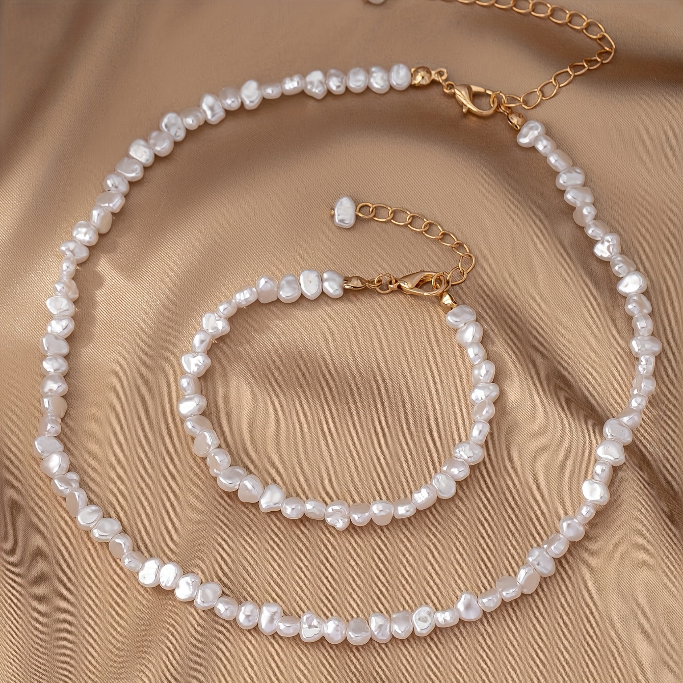 schmuckset mit halskette und armband – elegantes design aus künstlichen perlen, ideal für casual-looks und partyaccessoires