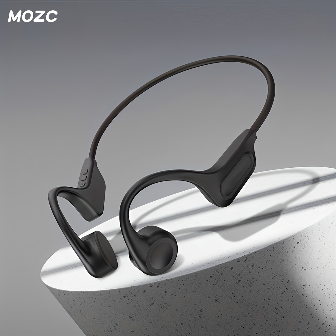 

Mozc Open Ear Wireless Bone Conduction Headphones V5.3 Silicone Earphones Sweat- Slip Resistant Sport Headphones With Microphones For Cycling Running, 7 Hours Playtime