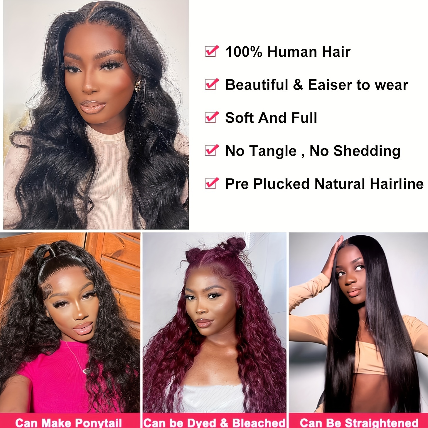 U Part Wigs Human Hair Body Wave Wig Brazilian Virgin Human Temu