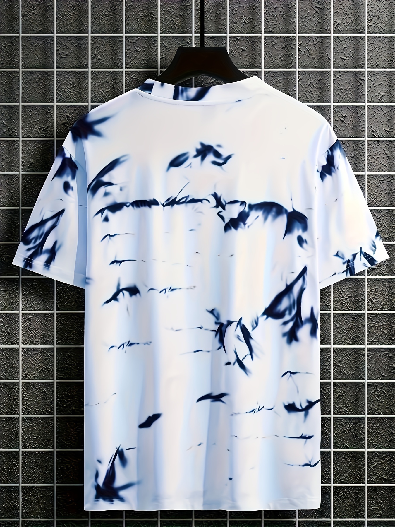 Plus Size Men's 3D Printed T-Shirt - Breathable Polyester, Casual Street Style with Dynamic Bird & Ink Design, Crew Neck, Short Sleeve - Ideal for Summer, Plus Size Shirts, PLUS SIZE
