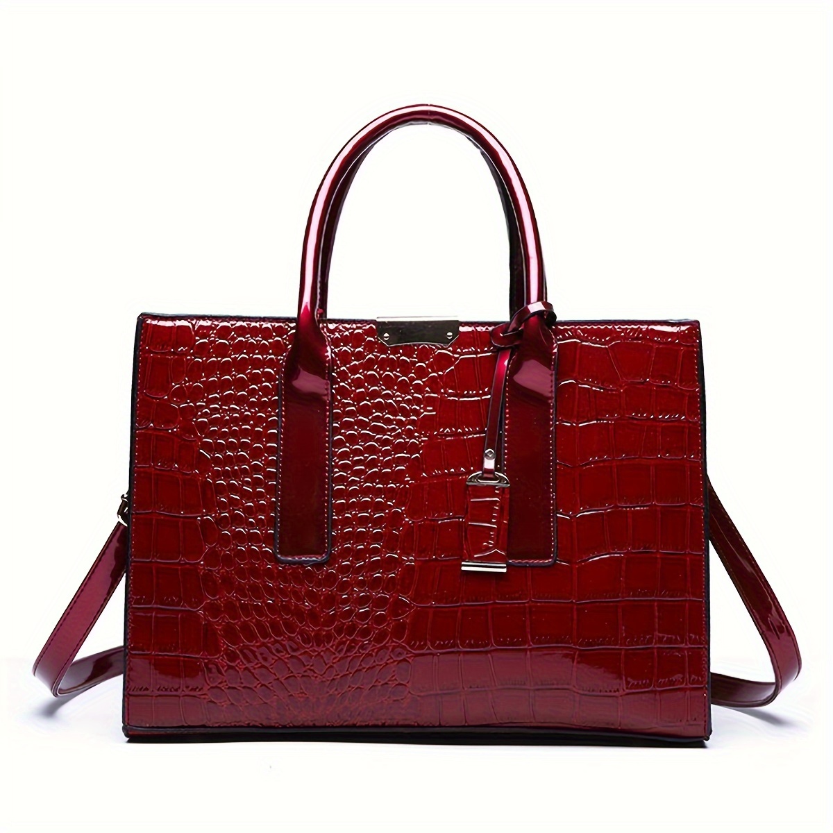 

Women's Tote Bag, Double Shoulder , Crocodile Pattern & Purse