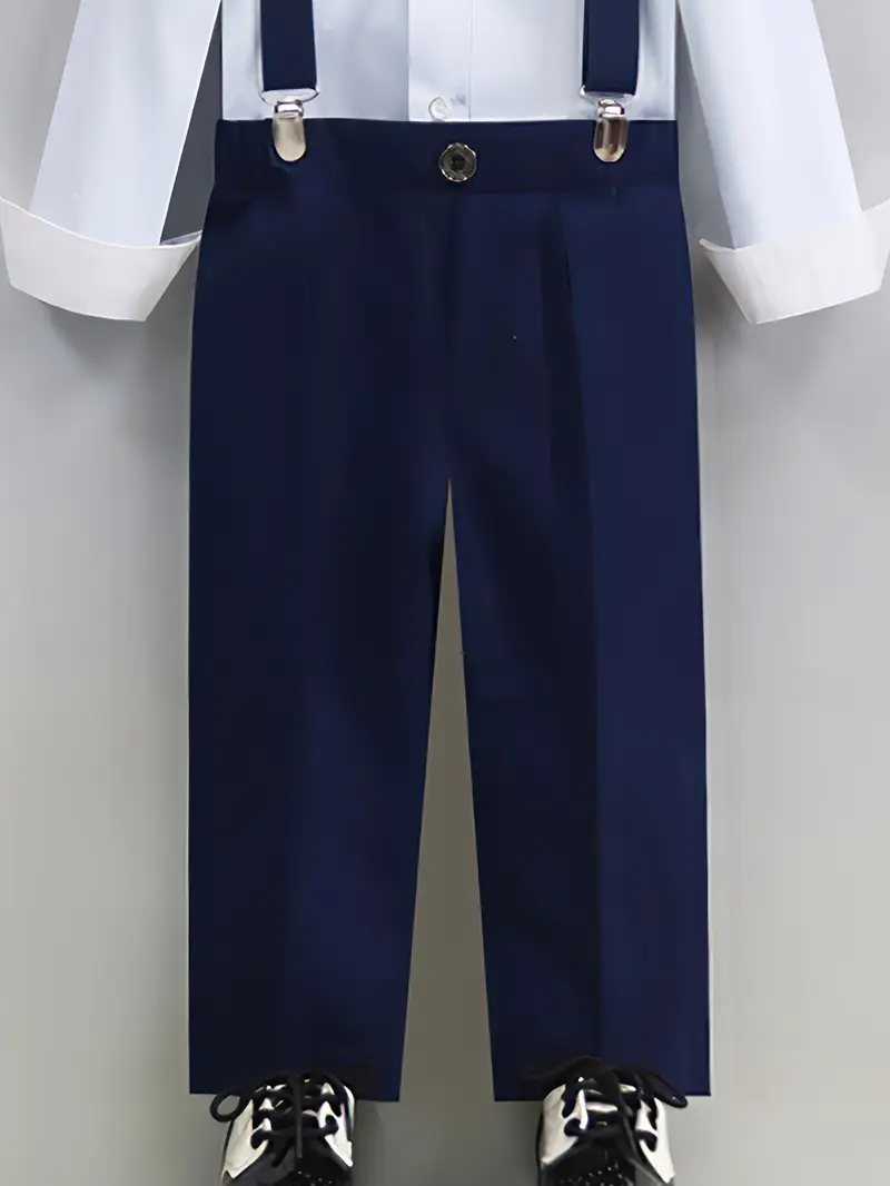 navy blue dress pants with suspenders Navy Suspenders & Yellow Bow Tie
