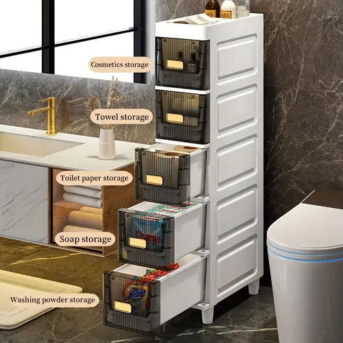 deluxe storage cabinet stackable locker with drawers durable waterproof pp multi purpose organizer for bathroom kitchen personal care products ideal for small spaces snack storage display cases storage drawer units