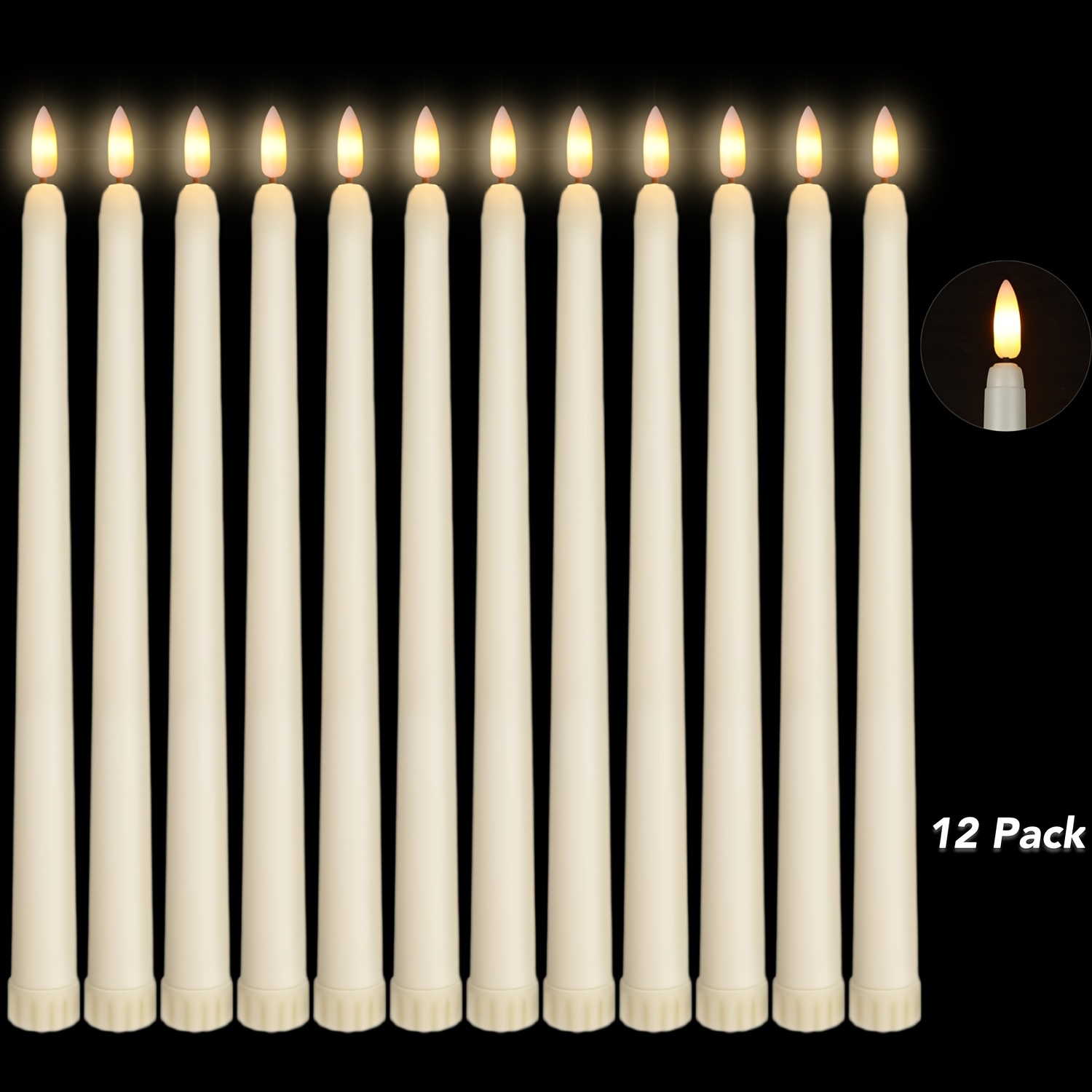 TEMU Flameless Led Candles Set Of 12/24 Flickering Flameless Candles For Romantic Ambiance And Home Decoration, Battery Operated Candles