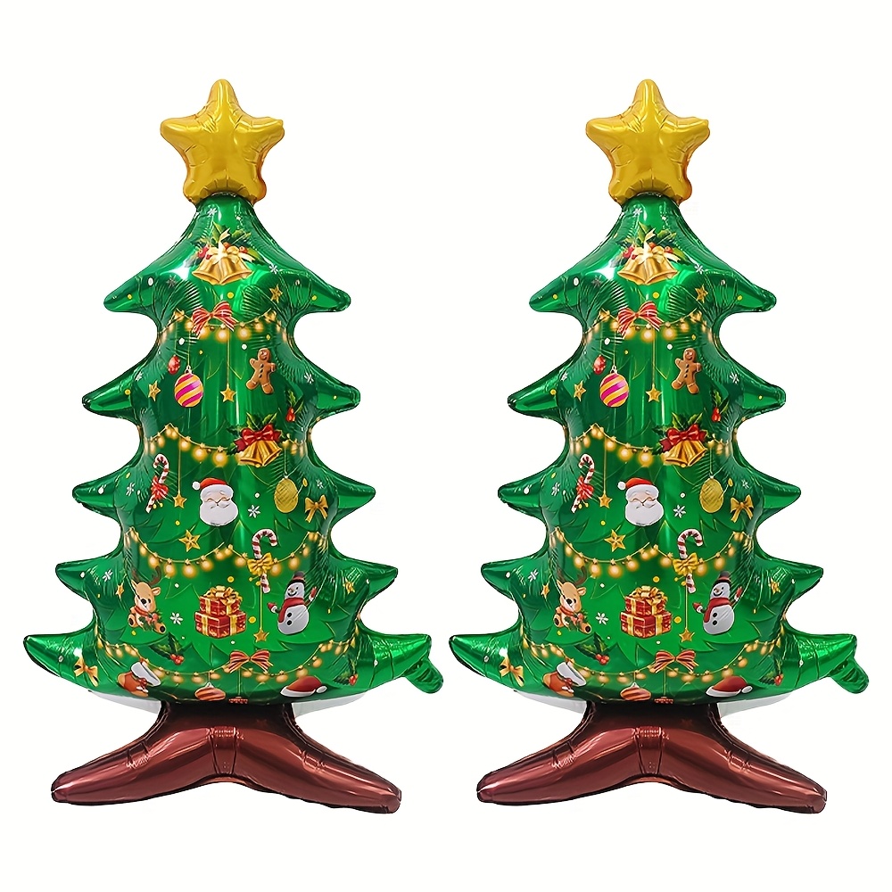 Image of 2pcs 48-inch Base Christmas Tree Film Balloons, Suitable For Christmas, Christmas Party Decorations, Party Decorations, Indoor And Outdoor Decorative Balloons