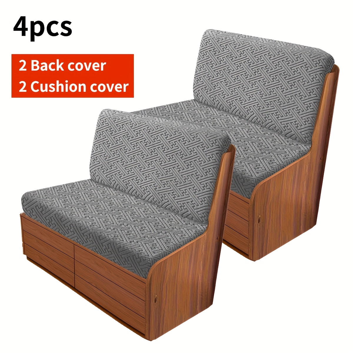 Image of 4pcs Stretch Rv Dinette Bench Cushion Covers - , Elastic , Machine Washable, Practical Durable, Seat Cushion Protector Slipcover For Van Seat Cushions, Home And Entertainment Use