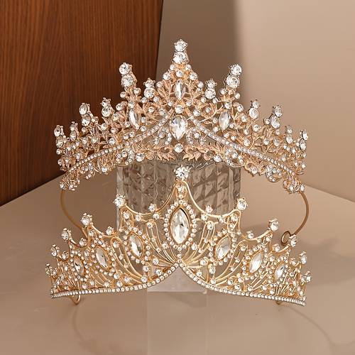 imagen del artículo 2 piezas, de corona de princesa dorada, , accesorio para la cabeza de