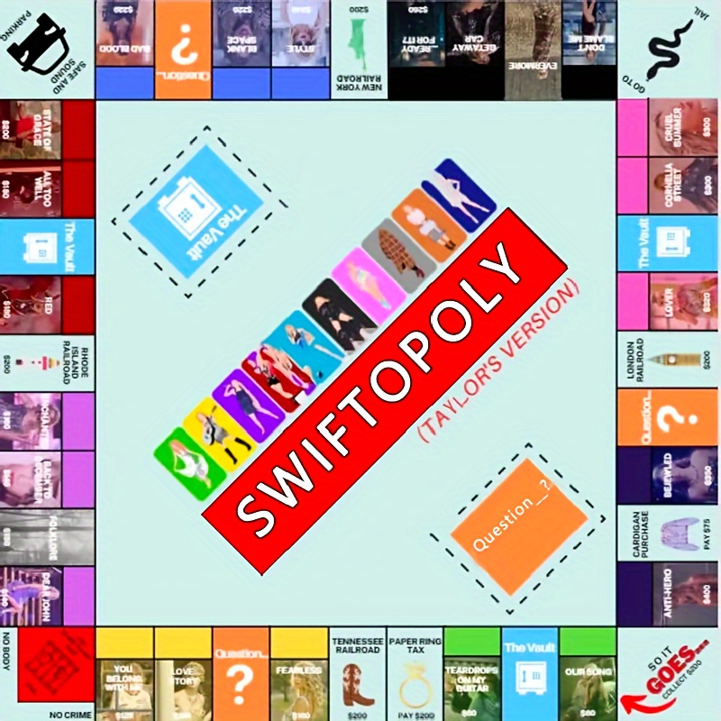 

Version Swiftopoly Board Game - Paper Material, Electricity-free Family Game Night, No Feathers, Classic Monopoly-style Gameplay With A Musical Twist