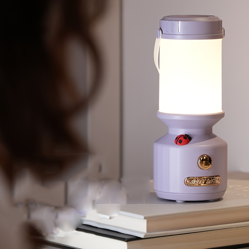 ladybug   bedside reading lamp portable rechargeable led night light with adjustable brightness 3 color     design battery powered for dorm bedroom study office dorm room lighting durable plastic body polished   button control operation dorm room lighting modern lighting lightweight design Product details 9