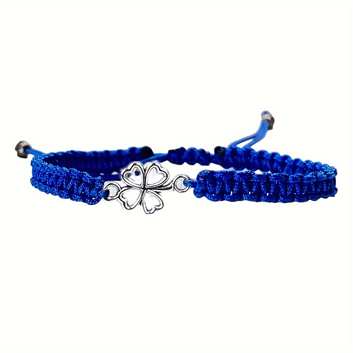 Lucky Four Leaf Clover Adjustable Woven Bracelet, Good Luck