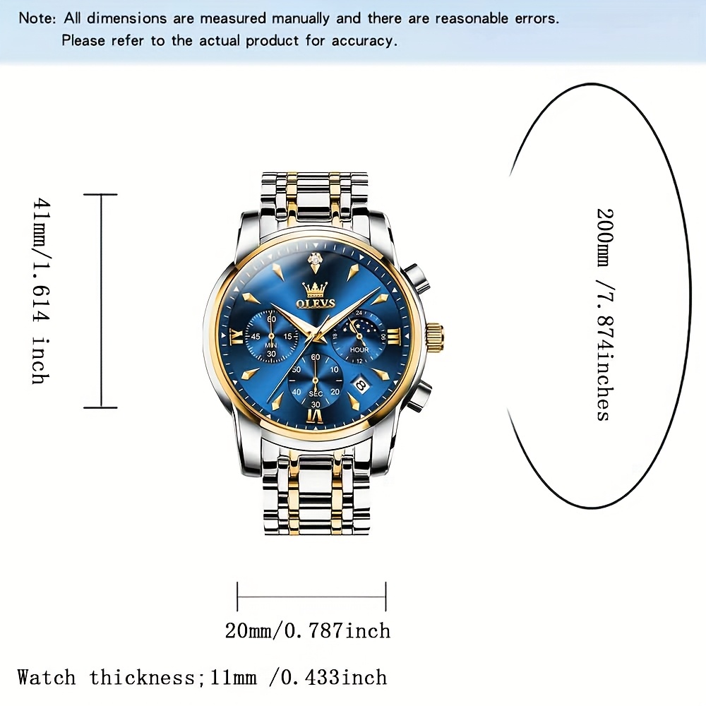   premium brand authentic luxury mens quartz   stainless steel watch for men with luminous hands and moon phase chronograph for young men Product details 8