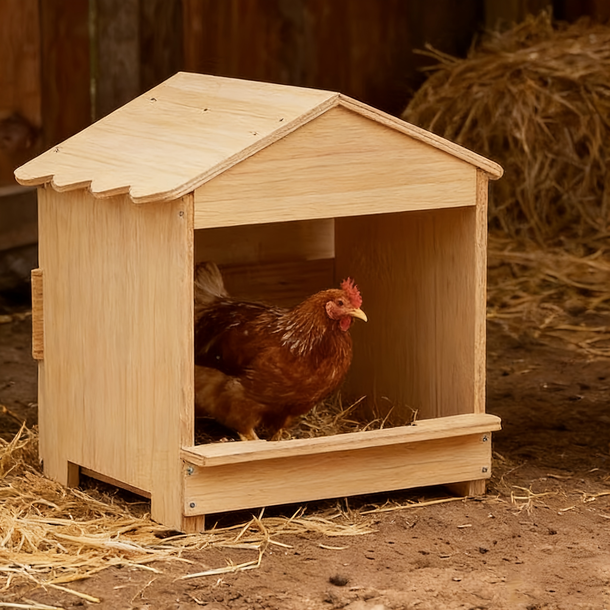 Image of Wooden Egg Laying Box For Hens, Chicken Nest Box, Hanging Wall-mounted Chicken Coop For Home Use, Outdoor Chicken Cage
