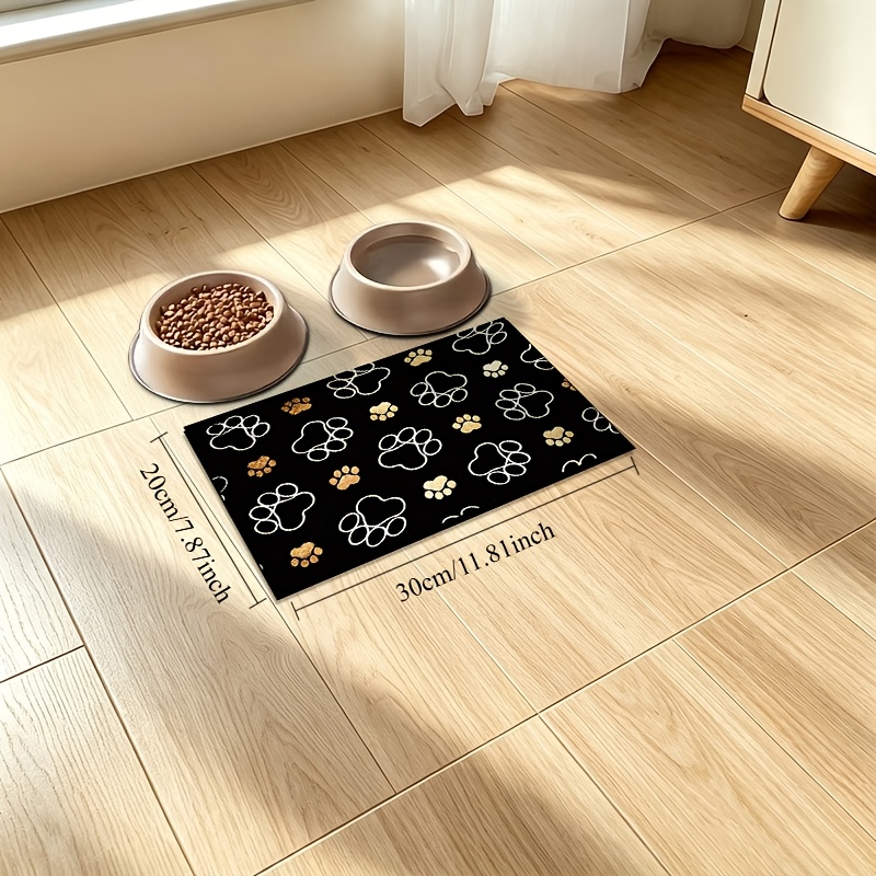 TEMU 1pc Mud Animal Paw Print Pet Placemat, Quick-drying Cat And Dog Feeding Mat, Easy-to- Bowl Mat, Dog Mat, Universal Pet Mat For , Dog Cage Mat,