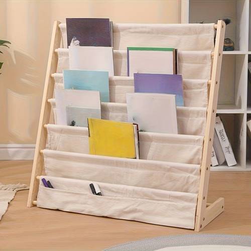 1pc wooden bookshelf multi layer book storage rack simple drawing book storage shelf floor magazine shelf hardwood freestanding pine 27 inches height