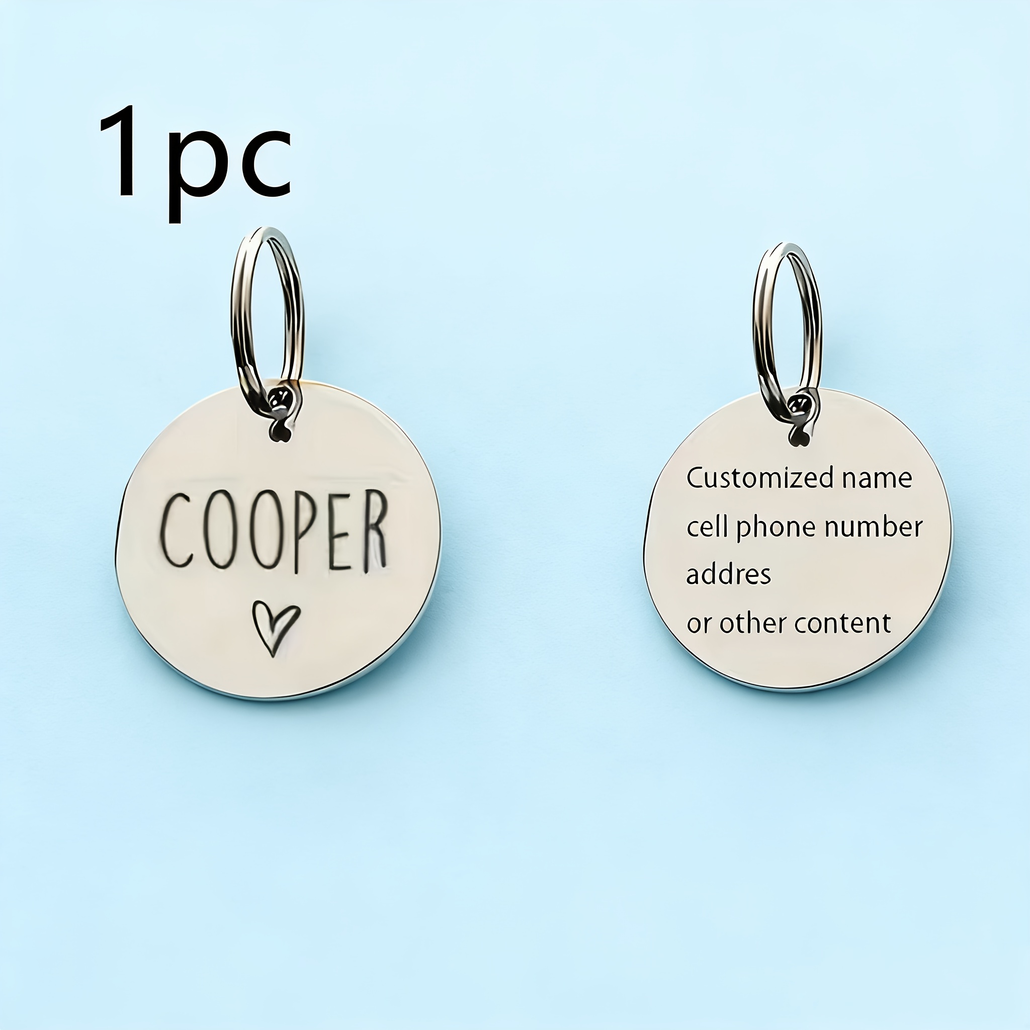 Double-Sided Engraved Pet Tag, Custom Easy Round Metal Anti-Lost Tag
