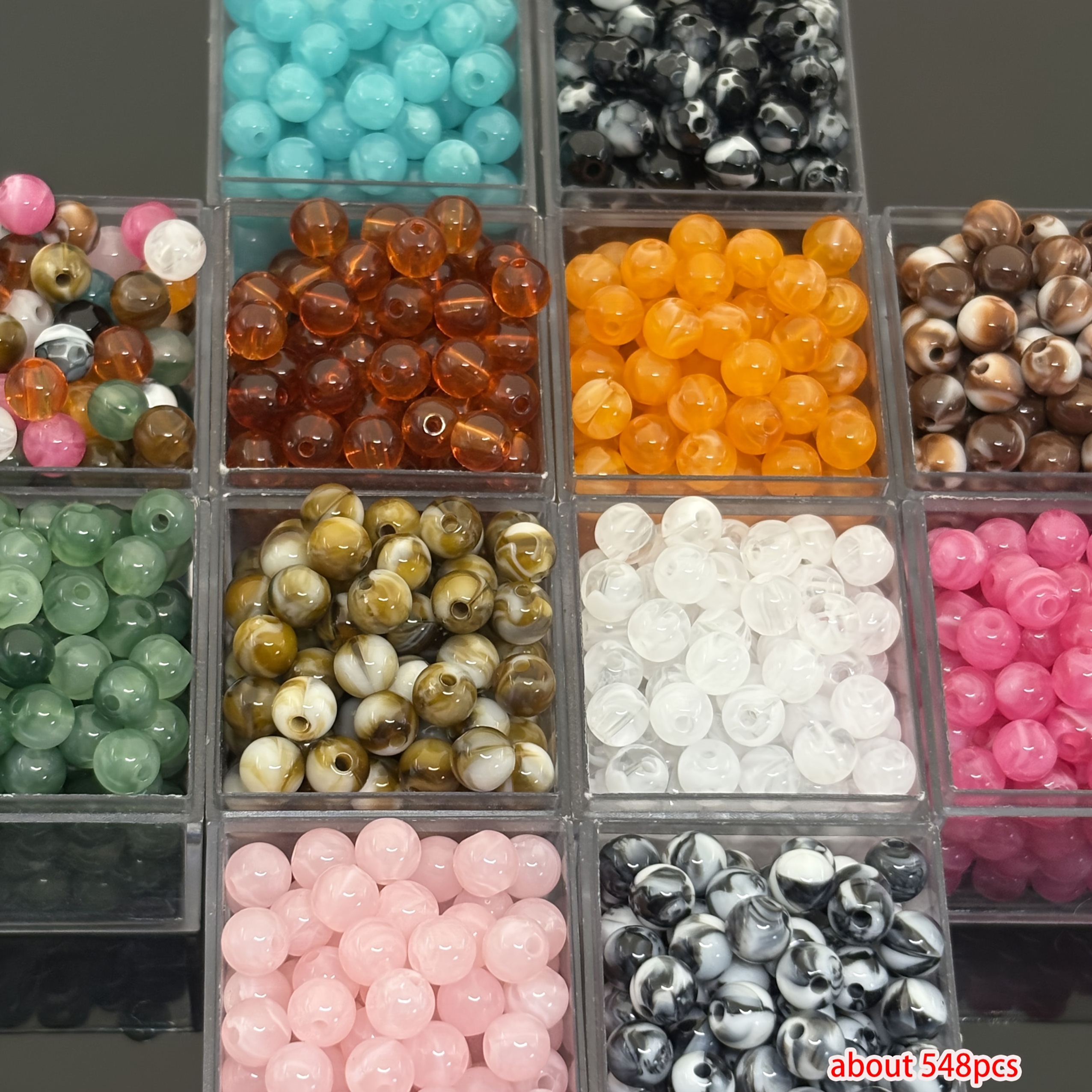 TEMU 548pcs 6mm Premium Gradient Acrylic Decorative Beads - 12 Colors, Universal For Diy Handmade Jewelry Making, Suitable For Bracelets, Necklaces,