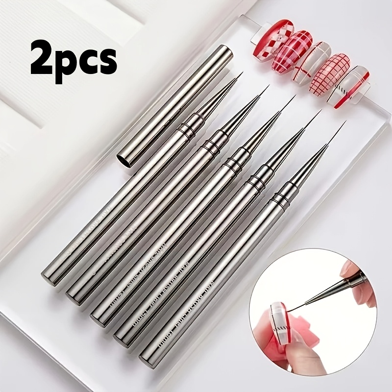 TEMU New Upgraded Durable 1pc/2pcs Pack Precision Nail Brushes - Gel And Nail Polish Liner Brushes, Suitable For Delicate Stripes, Floral And Leaf