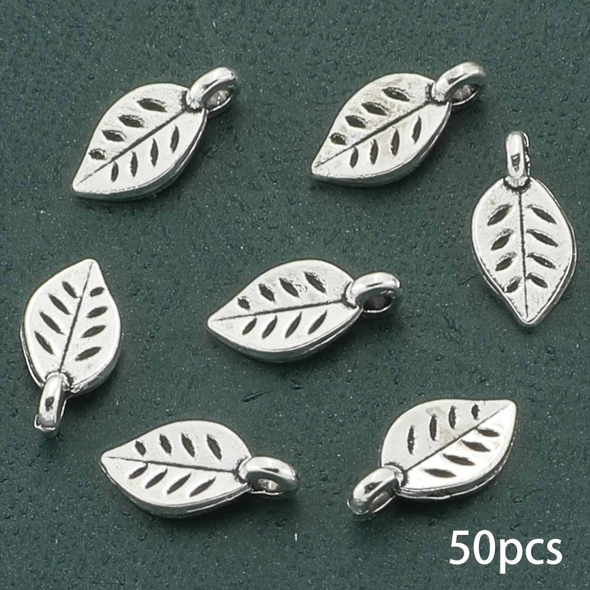 TEMU 50 piezas de Charmes de Hojas, Mini Pendants de Aleación de Cara, Accesorios de Aleación de Hojas de Plantas para la de Joyería DIY, Llaveros,